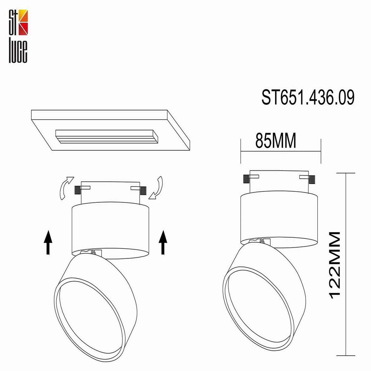 Трековый однофазный светильник, LED, 3000K, 9W, Черный (ST LUCE, ST651.436.09) - Amppa.ru