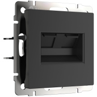 W1182208/ Электроустановочные изделия - Розетка двойная Ethernet RJ-45 (черный матовый)